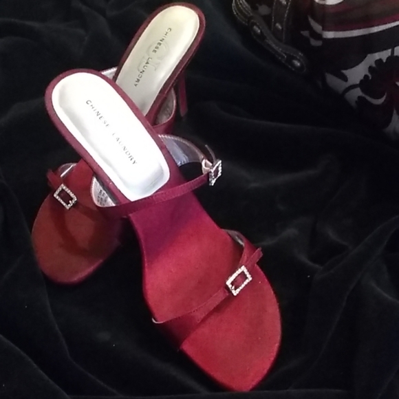 Chinese Laundry Shoes - Chinese Laundry red wine strappy sandals w/bling